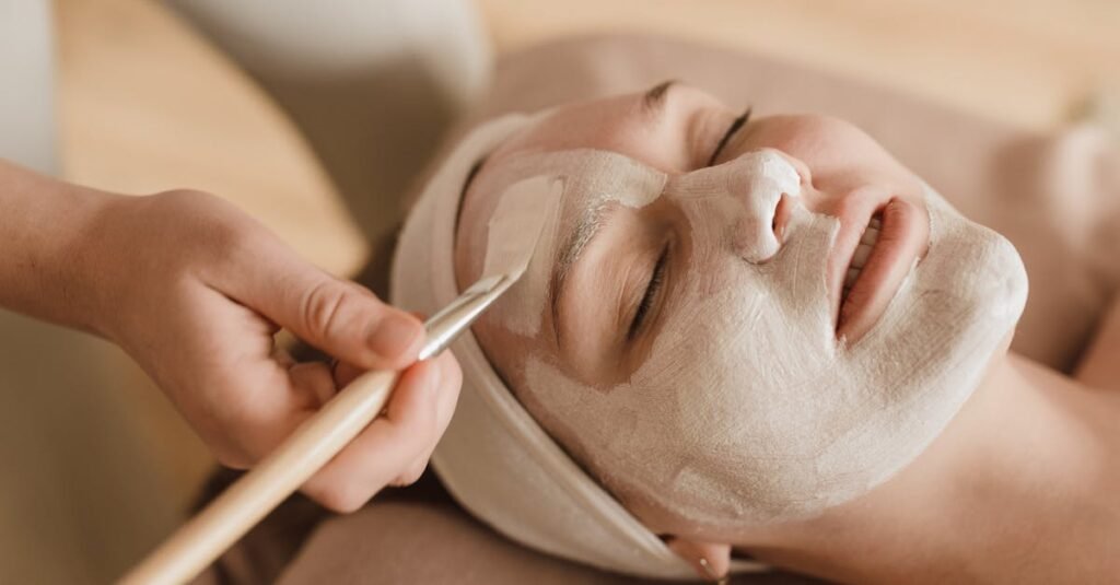 Serene skincare session with a facial mask for ultimate relaxation and pampering.
